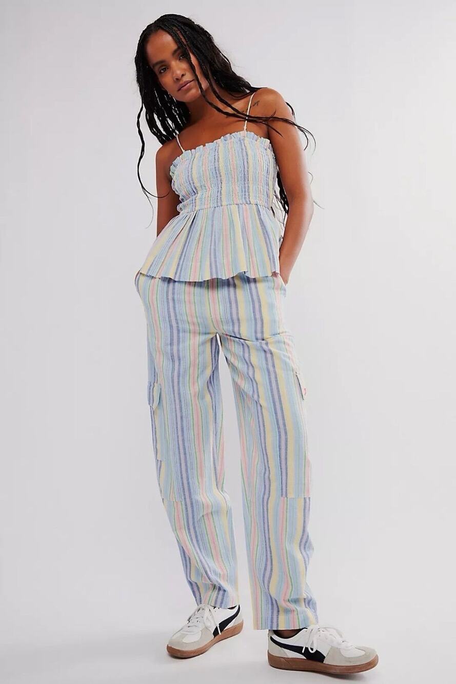 Damson Madder Hope Sicily Pastel Stripe Cami Cargo Pants Set US 14